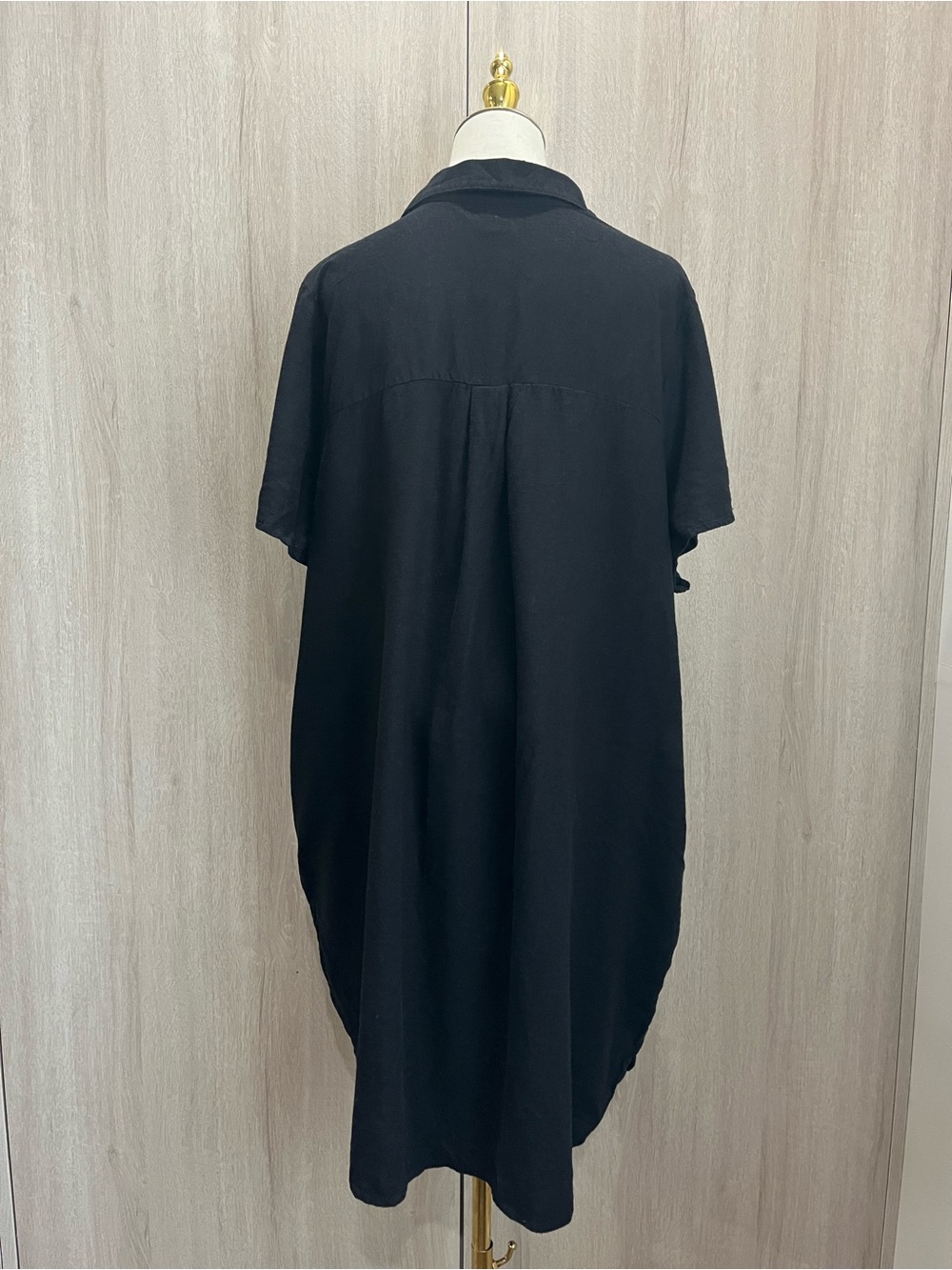 Old Navy Black Linen Blend Shirt Dress Tunic XXL Oversized Pocket - Picture 3 of 6